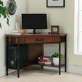 thumbnail image 1 of Leick Home 11230 Ironcraft Corner Writing/Computer Rustic Desk with Drawer and Shelf, Mission Oak and Black, 1 of 19