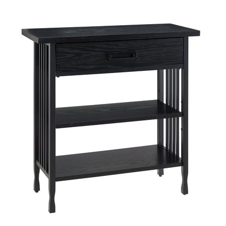 Leick Home 11261-BK Ironcraft Rustic Foyer Bookcase with Drawer Storage in Black Wash