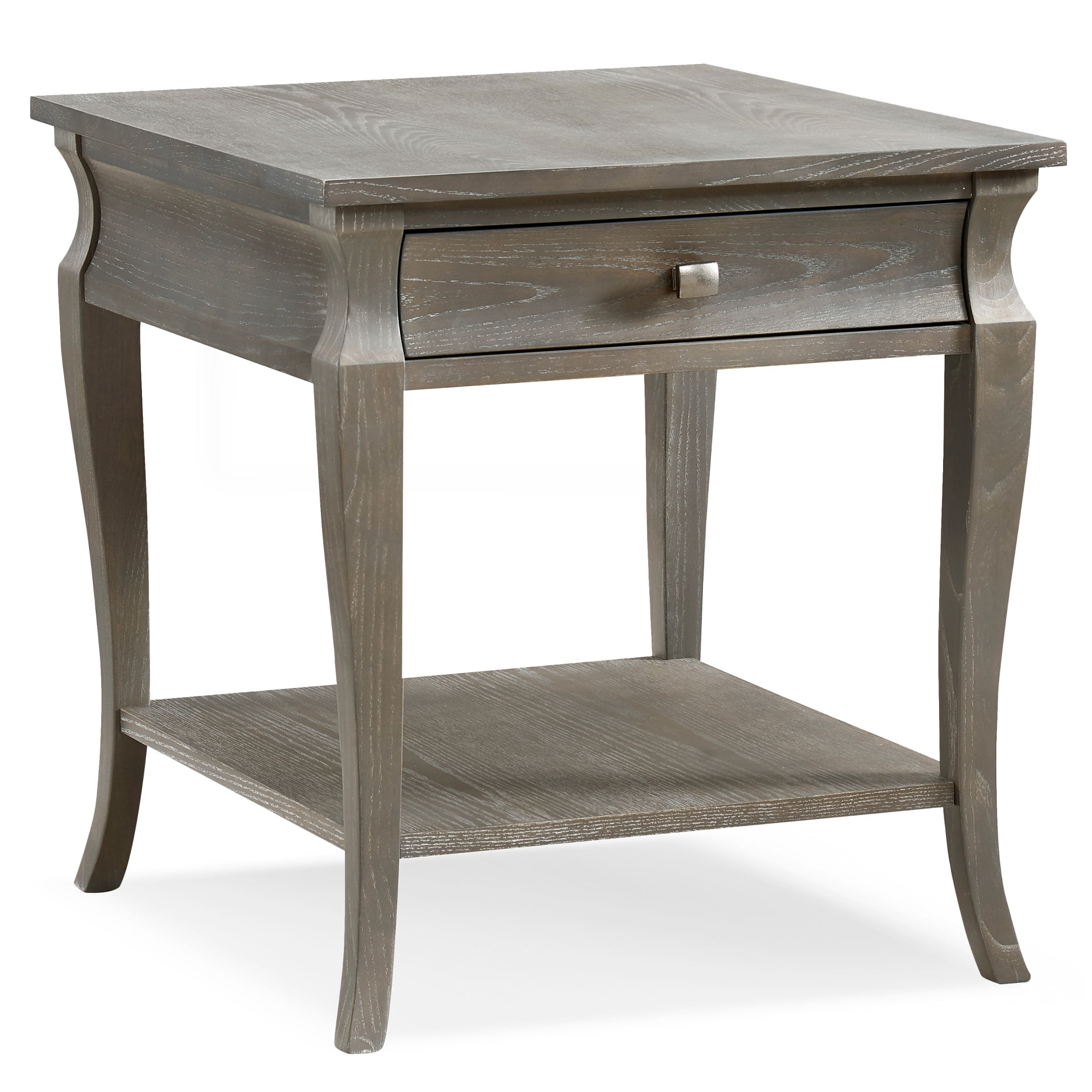 Luna Contemporary Gray Wash Poplar End Table with Storage