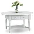 thumbnail image 1 of Leick Home 20044-WT Coastal One Drawer Oval Coffee Table with Shelf, Orchid White, 1 of 12