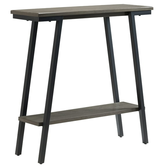 Leick Home Empiria 30" Wood and Metal Hall Console Table with Shelf, Gray/Matte Black