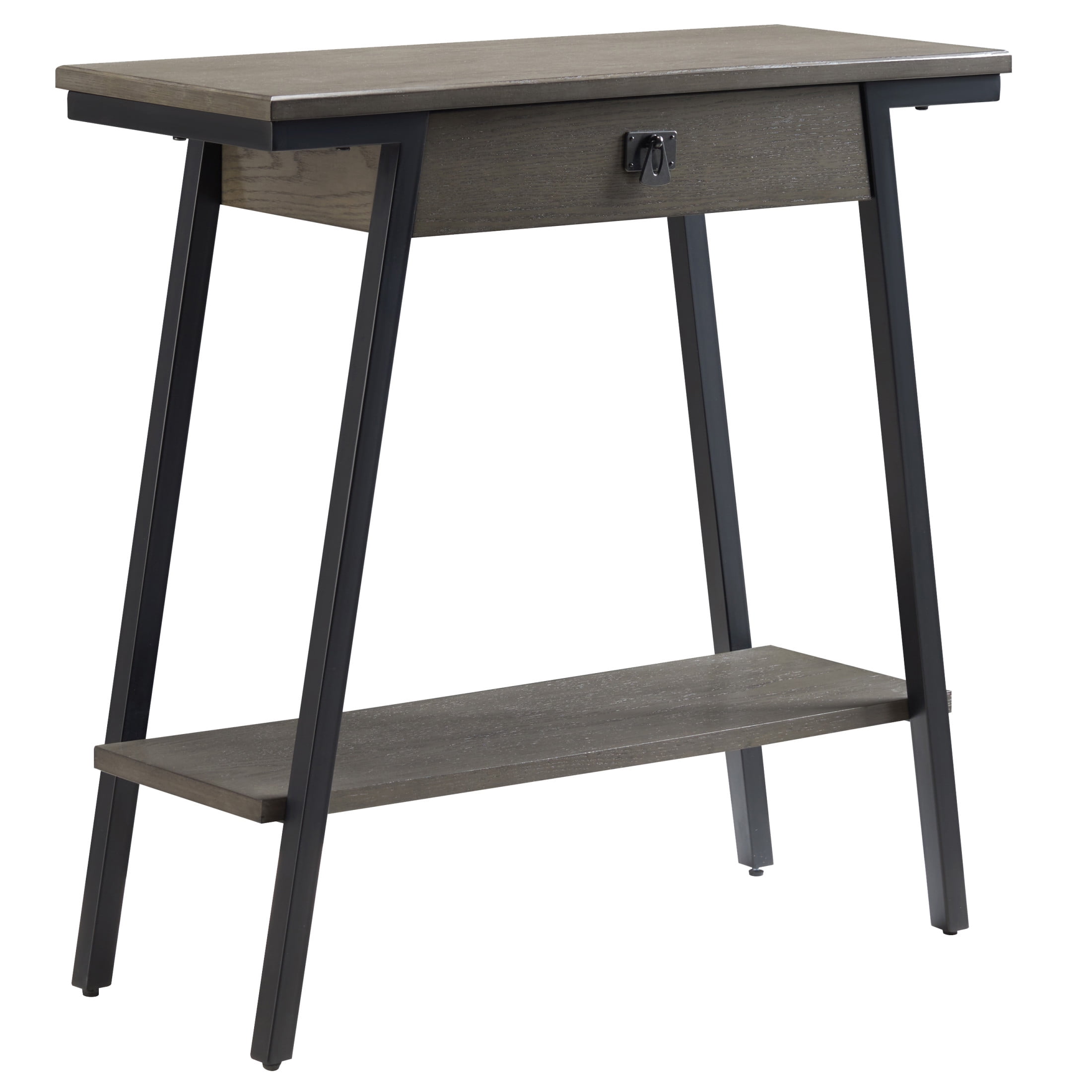 Leick Home Empiria Wood and Metal Console Table with Drawer, Gray/Matte Black