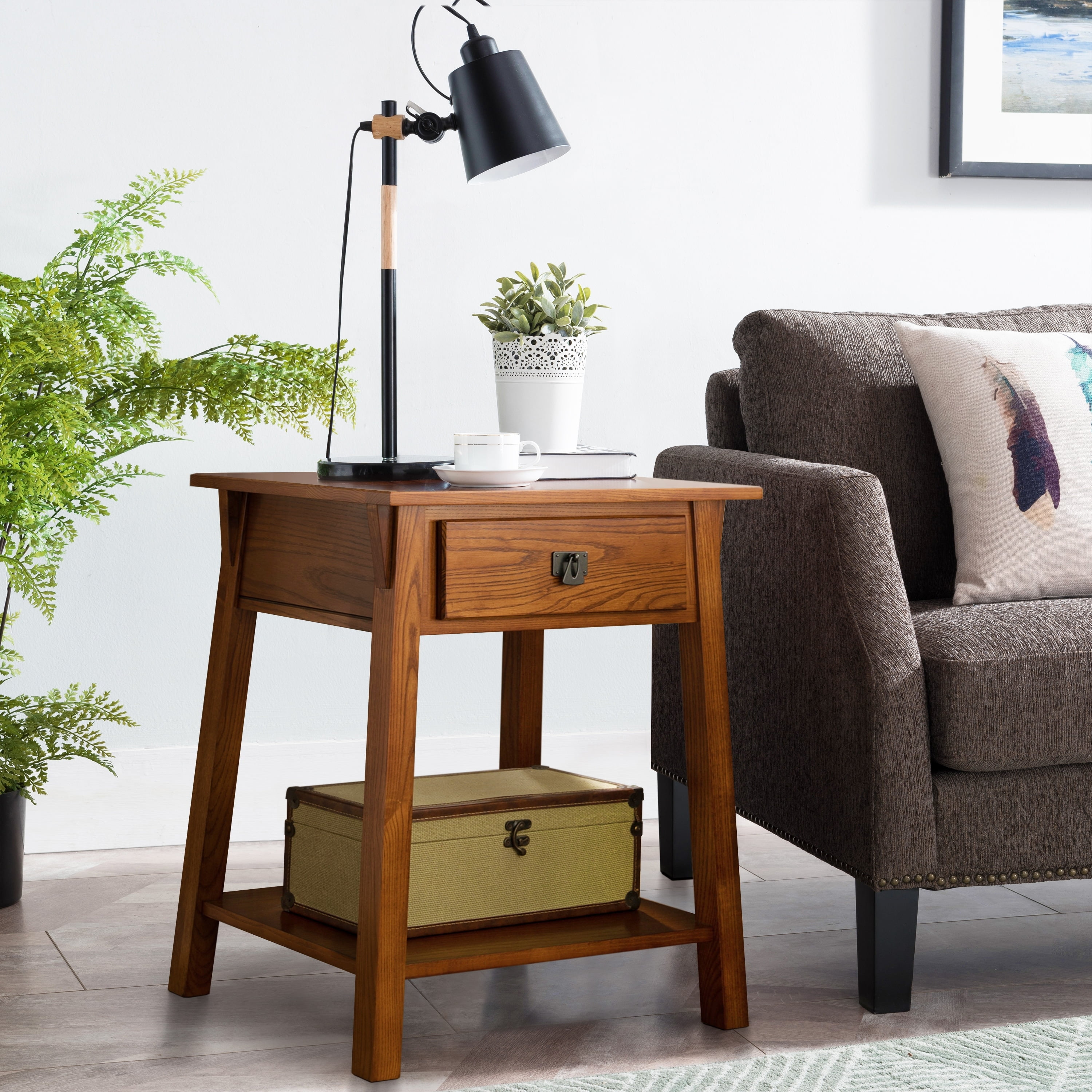 Russet Solid Wood End Tables with Storage, 2-Pack