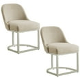 thumbnail image 1 of Leick Home Barrel Back Dining Chairs with Metal Base, Oatmeal/Pewter (Set of 2), 1 of 18
