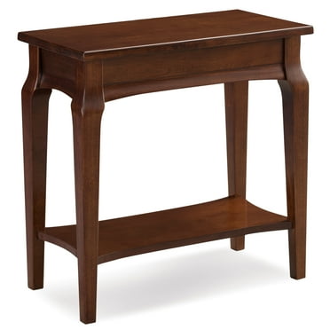 Leick Home Solid Wood Stratus Narrow Side Table with Shelf, Heartwood Cherry