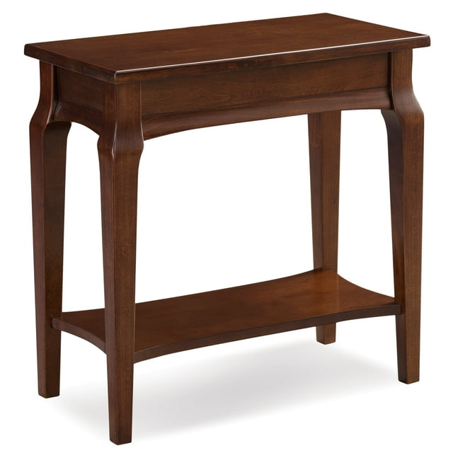 Leick Home Solid Wood Stratus Narrow Side Table with Shelf, Heartwood Cherry