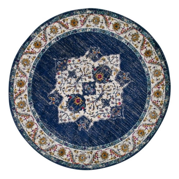 Leick Home Wendlyn Vintage Boho Area Rug, Medallion Design, 5'3 Round