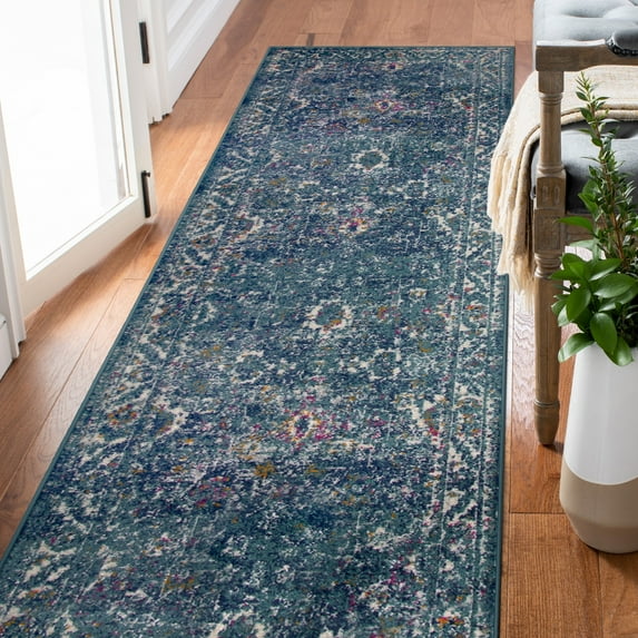 Leick Home Laraline 2'2" x 10' Vintage Turkish Medallion Runner Area Rug, Turquoise