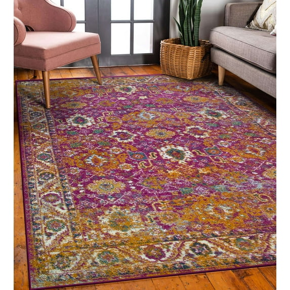 Leick Home Laraline 7'10" x 10' Vintage Turkish Medallion Rectangle Area Rug, Fuchsia