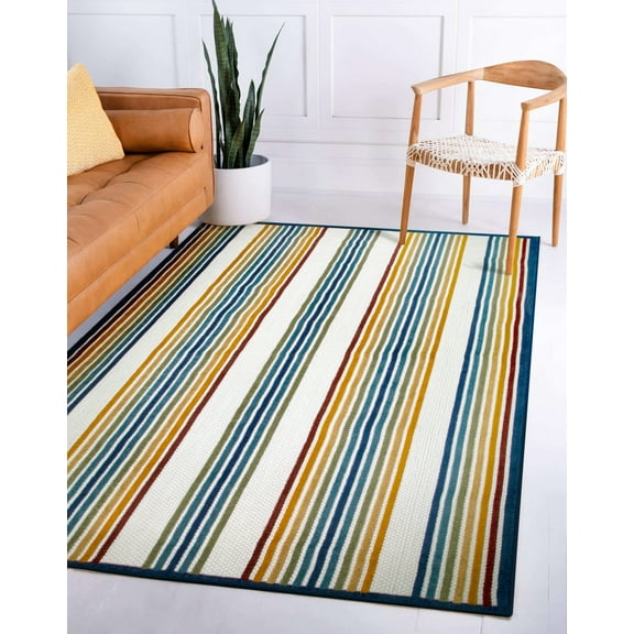 Leick Home Blithe Rectangle Colorful Stripes Indoor/Outdoor Area Rug, 3'x5'