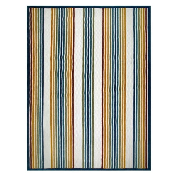 Leick Home Blithe Rectangle Colorful Stripes Indoor/Outdoor Area Rug, 5'3"x7'