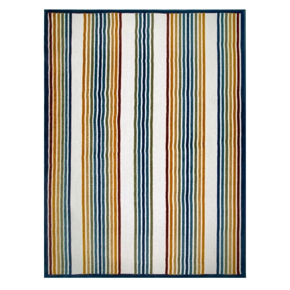 Leick Home Blithe Rectangle Colorful Stripes Indoor/Outdoor Area Rug, 5'3"x7'