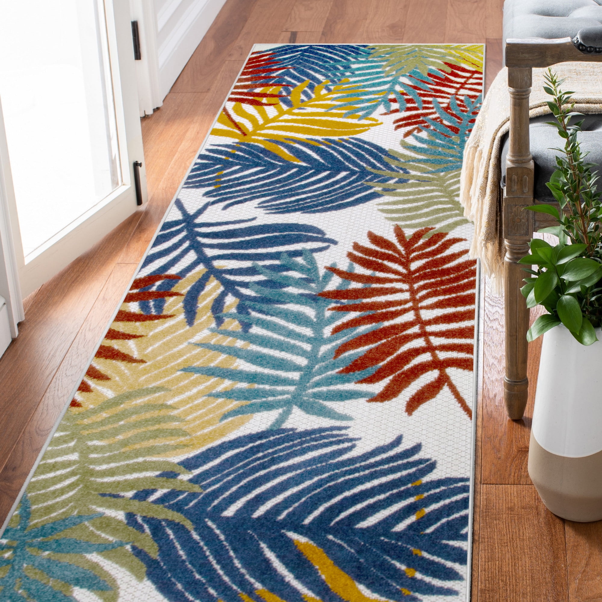 Leick Home Talipot Bright Palm 2' x 8' Runner Indoor/Outdoor Area Rug ...