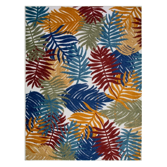 Leick Home Talipot Bright Palm 7'10" x 10' Multicolor Rectangle Indoor/Outdoor Area Rug