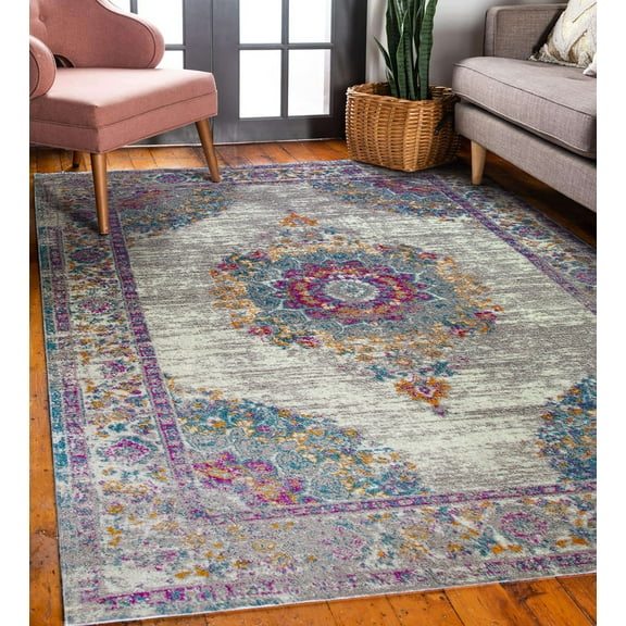 Leick Home Oryn Vintage Multicolor Medallion Boho Chic Area Rug, 3'9" x 5'9"