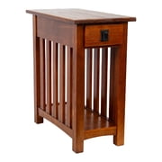 Leick Home 8202 Mission طاولة نهائية لا تشوبها شائبة مع درج ، مصنوع من الخشب الصلب ، طاولة جانبية ضيقة لغرفة المعيشة ، غرفة نوم ، إنهاء البلوط المتوسط