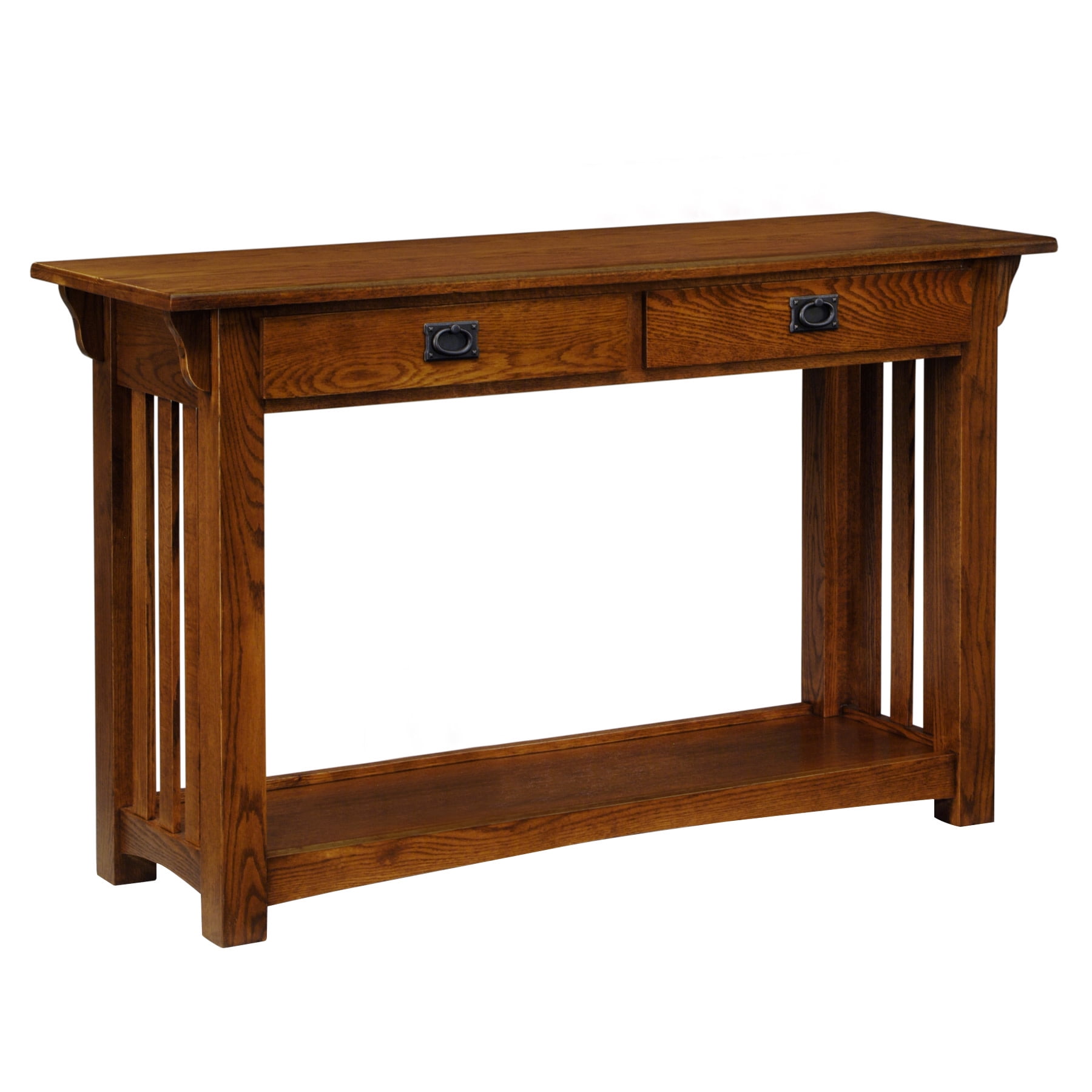 Mission Style Solid Oak Console Table with Storage Drawers