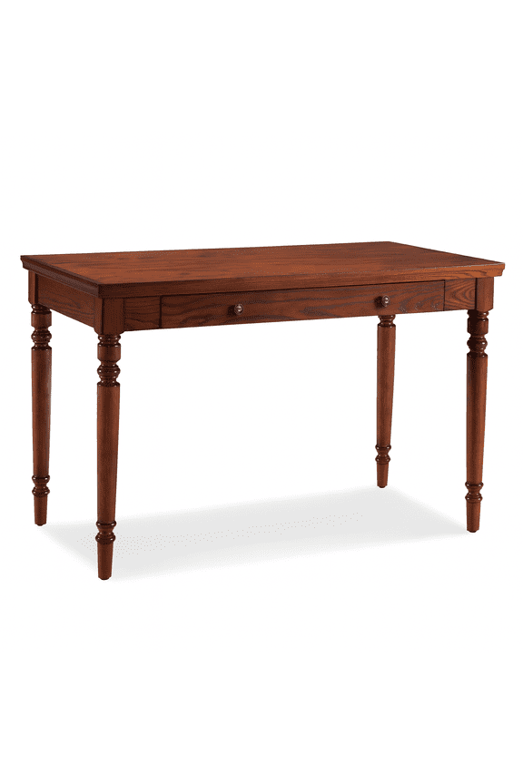 Leick Home Farmhouse Solid Wood Laptop Desk with Drop Front Keyboard Drawer, Mission Oak