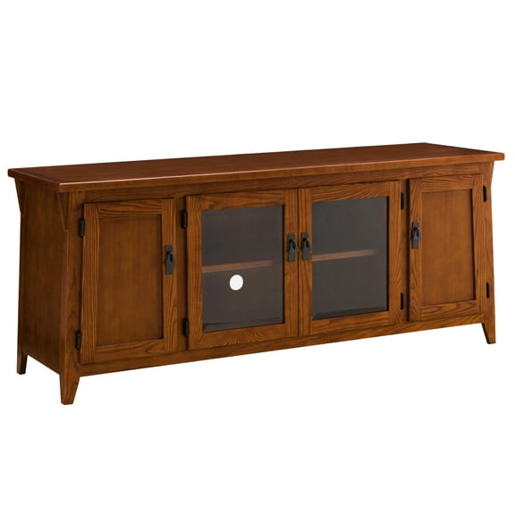 Leick Home 4-Door Mission Solid Wood TV Stand for 65" TVs, Entertainment Console with Storage, Russet