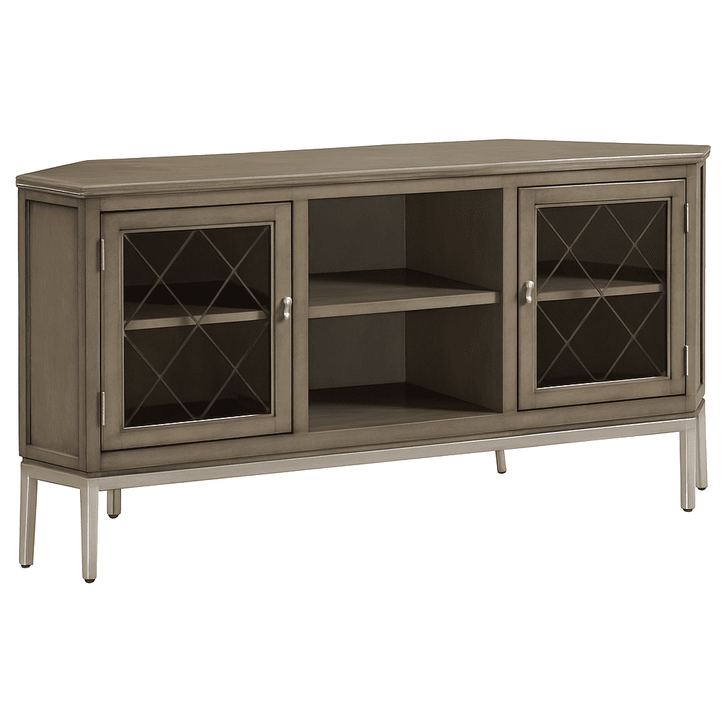 Leick Home Wood and Metal 2-Door TV Stand for TVs up to 62", Smoke Gray Wash/Pewter