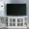 thumbnail image 1 of Leick Home 85387 Corner TV Stand with Bookshelf Storage For 60" TV's, Cottage White, 1 of 16