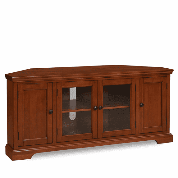 Leick Home Solid Wood Corner TV Stand with Enclosed Storage for TVs up to 60", Mission Oak