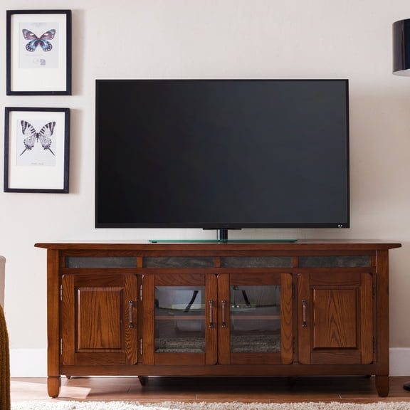 Leick Home 60" TV Stand with Slate Tiles for TV's up to 65", Rustic Oak