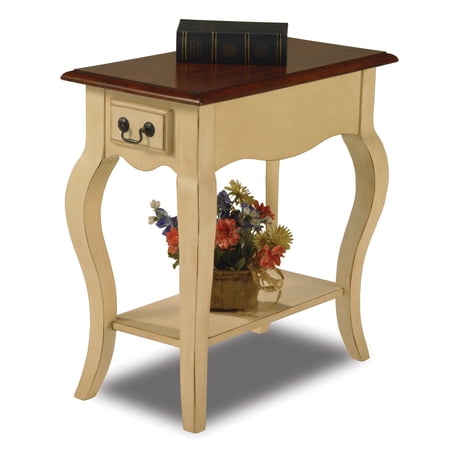 Leick Home 9018-IV French Cabriole Leg One Drawer Side Table with Shelf, Ivory