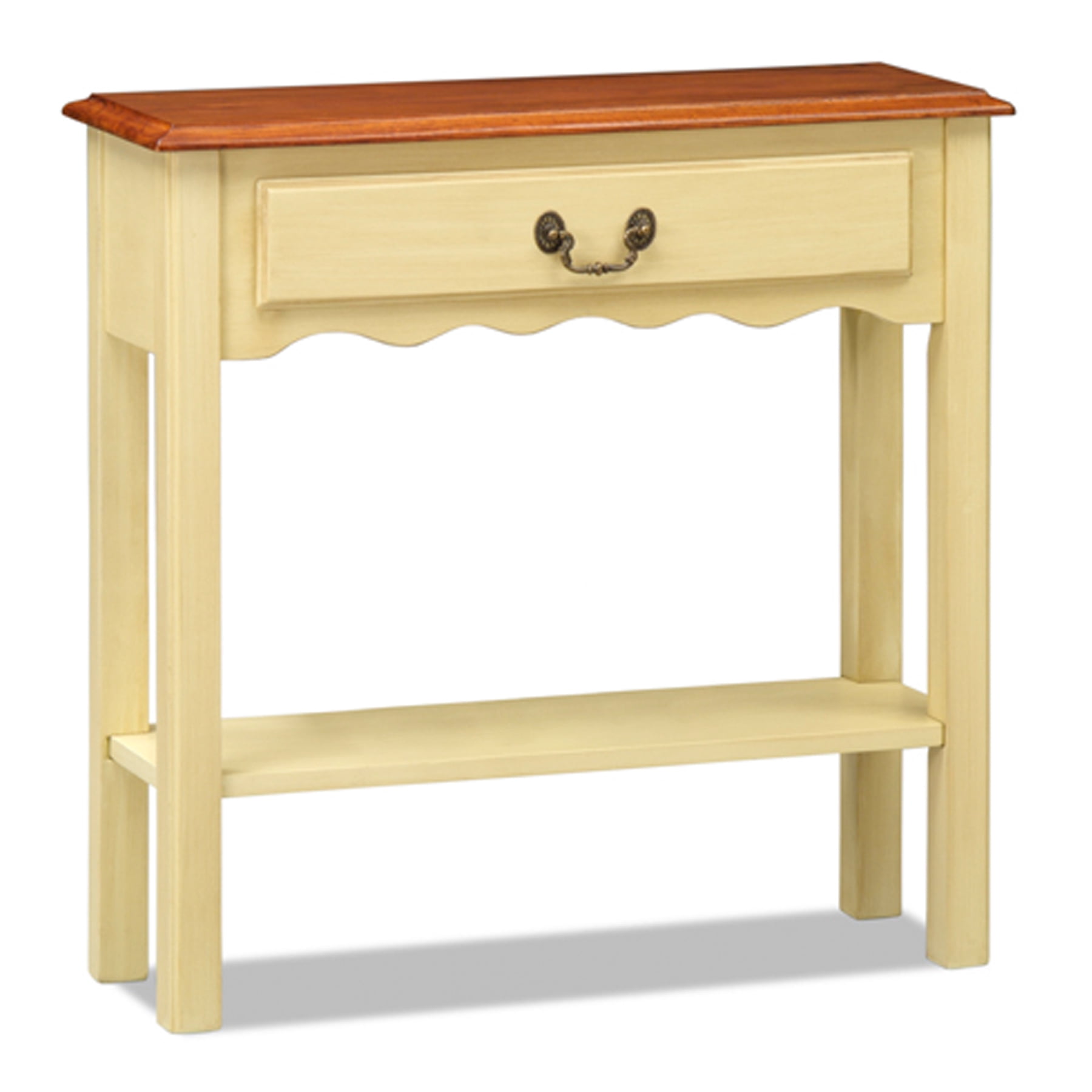 Leick Home 9021-IV One Drawer Wave Hall Console Table with Shelf, Ivory ...