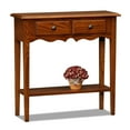 thumbnail image 1 of Leick Home 9027-MED Two Drawer Petite Console with Shelf, Medium Oak, 1 of 7