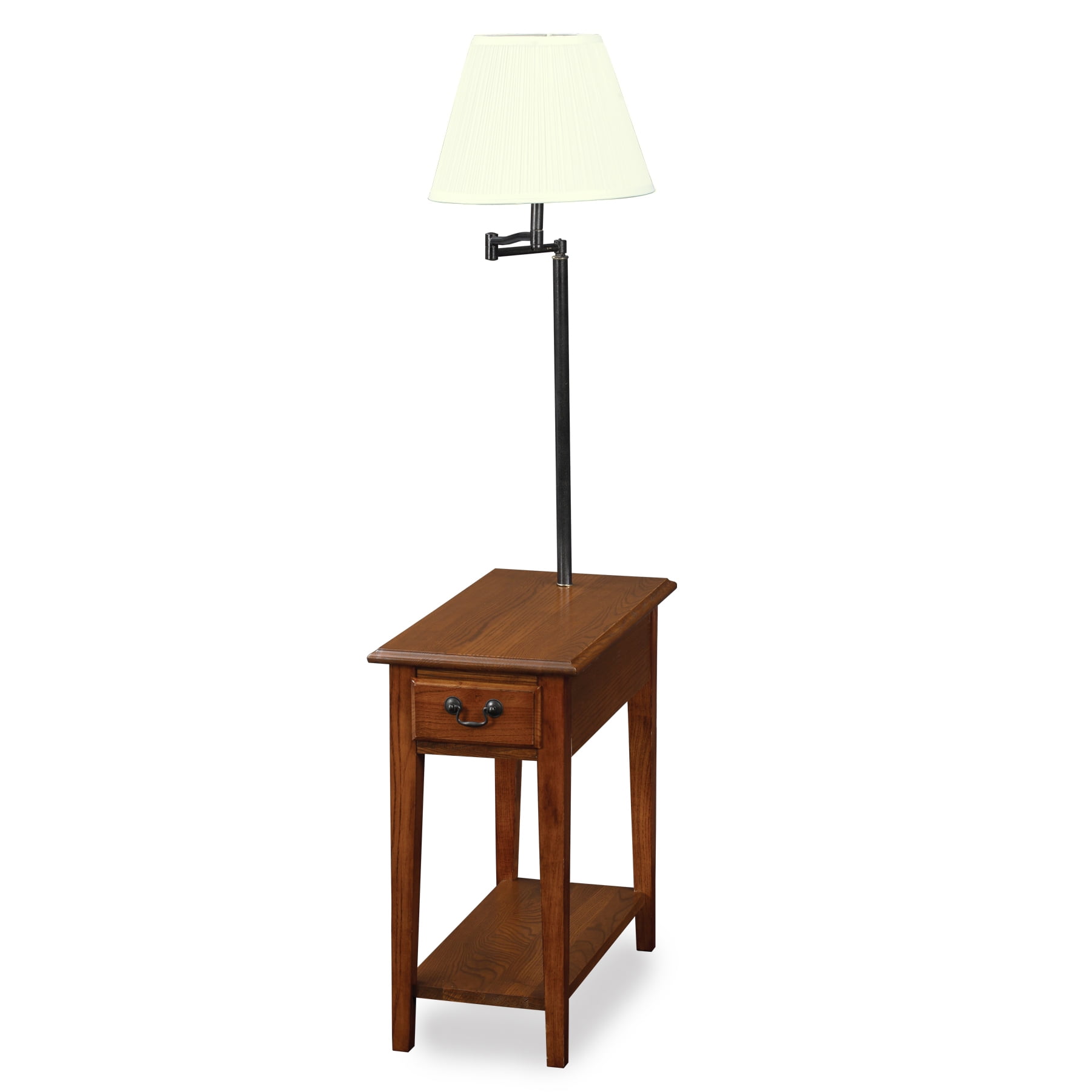 Medium Oak Rectangular Lamp Table with Storage Drawer