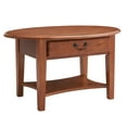 thumbnail image 1 of Leick Home 9044-MED One Drawer Oval Coffee Table with Shelf, Medium Oak, 1 of 18