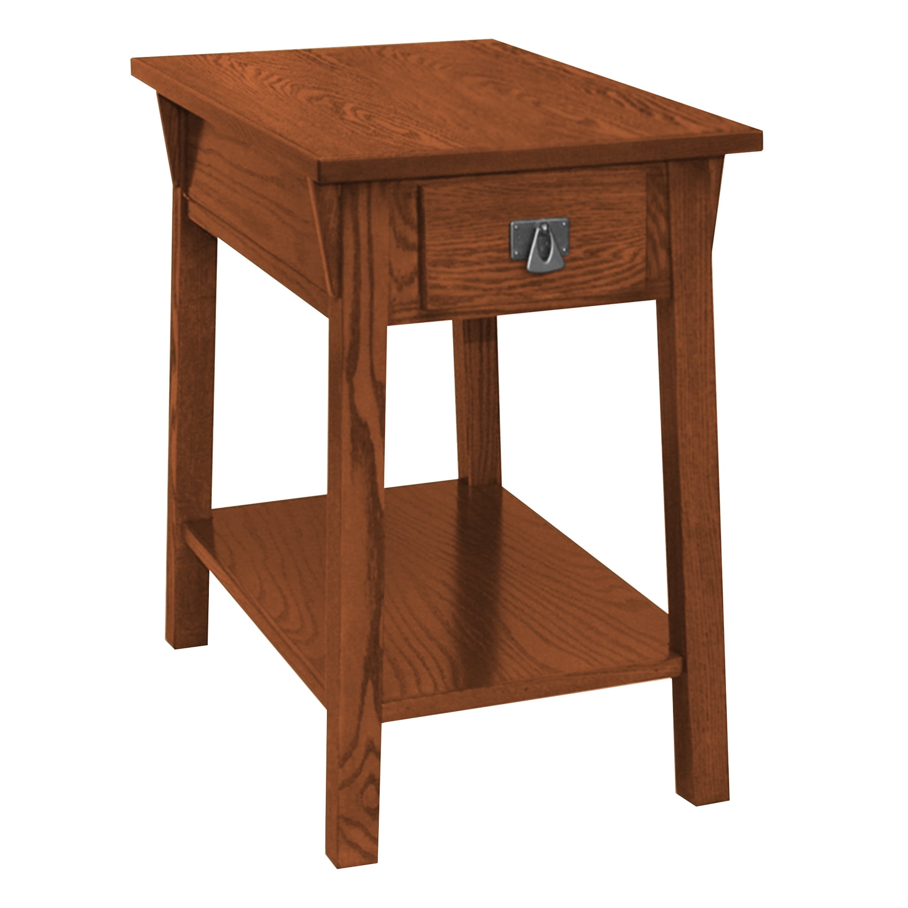 Russet Solid Wood Mission End Table with Drawer and Shelf