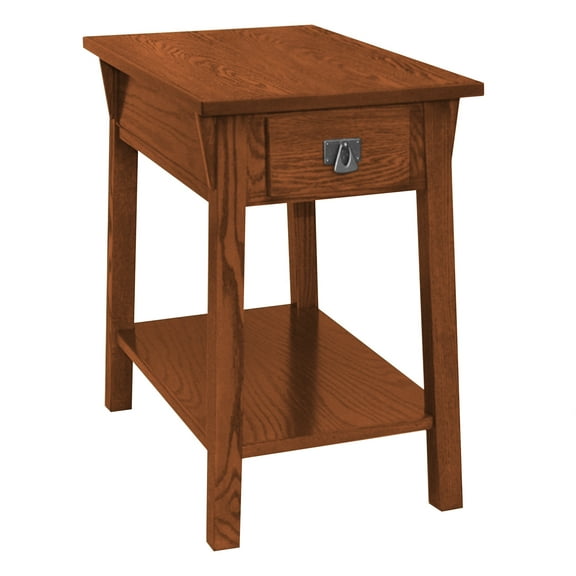 Leick Home 9059-RS Mission End Table with Drawer, Made with Solid Wood, Side Table for Living Room, Bedroom, and Offices, Russet Finish