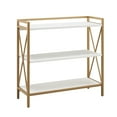 thumbnail image 1 of Leick Home Claudette Mixed Metal and Wood 3-Tier Bookshelf, White/Satin Gold, 1 of 16