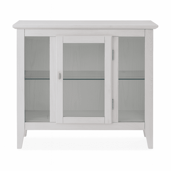 Leick Home Ryan 3-Tier Solid Wood and Glass Curio Cabinet with Interior Display Light, Weathered White