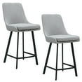 thumbnail image 1 of Leick Home Upholstered Back Counter Height Stool with Steel Base Set of 2 in Gray and Black, 1 of 22
