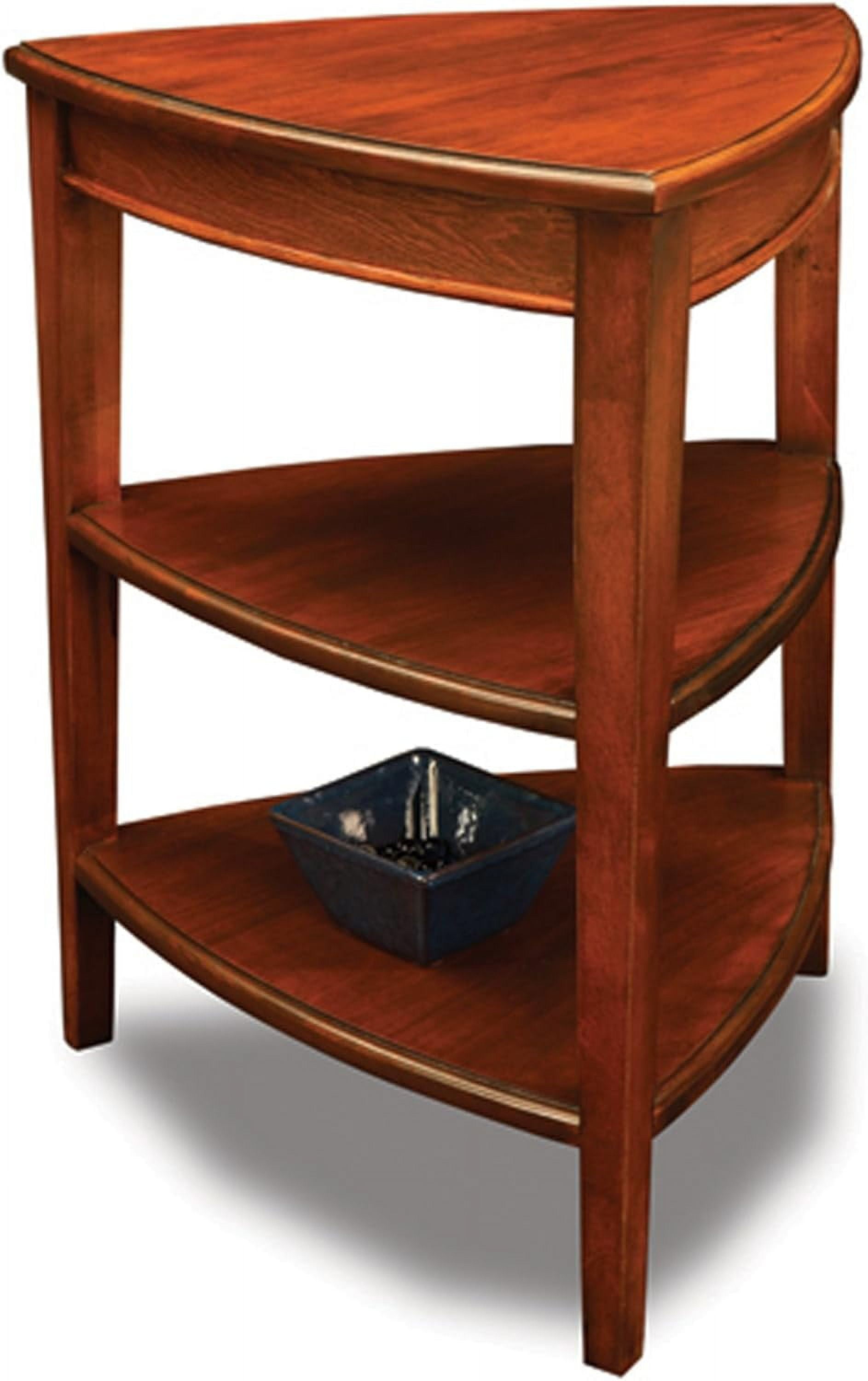 Glazed Auburn Triangular Solid Wood Corner Table