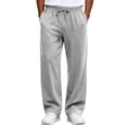 thumbnail image 1 of Leidass Baggy Sweatpants Straight Leg Open Bottom Sweatpants with Pockets Loose Fit Elastic Waist Sweat Pants Light Gray S, 1 of 8