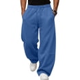 thumbnail image 1 of Leidass Men's Baggy Sweatpants Fleece Wide Leg Lounge Sweat Pants Drawstring Waist Jogging Pants with Pockets Blue 3XL, 1 of 7