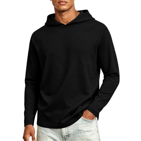 Leidass Mens Athletic Hoodies for Men Hooded Sweatshirts Dry Fit Lightweight Casual Pullover Hoodies Black L