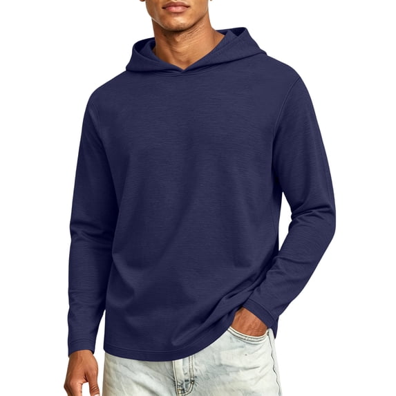 Leidass Mens Athletic Hoodies for Men Hooded Sweatshirts Dry Fit Lightweight Casual Pullover Hoodies Navy 2XL