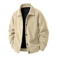 thumbnail image 1 of Delconic Mens Autumn Casual Jacket Loose Fit Turn Down Collar Long Sleeve Corduroy Outerwear Button Front Lightweight Coat Beige 3XL, 1 of 9