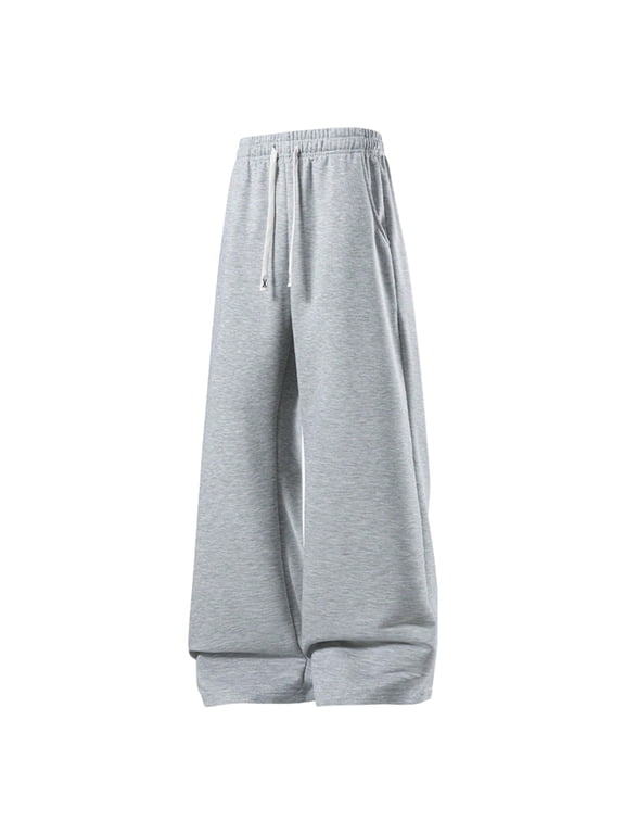 Mens Baggy Sweatpants Wide Leg Loose Open Bottom Uncuffed Gym Casual Lightweight Y2K Pants Relaxed Pocket No WrinkleCasual Relaxed Drawstring Lightweight Lounge No Wrinkle Light Gray M