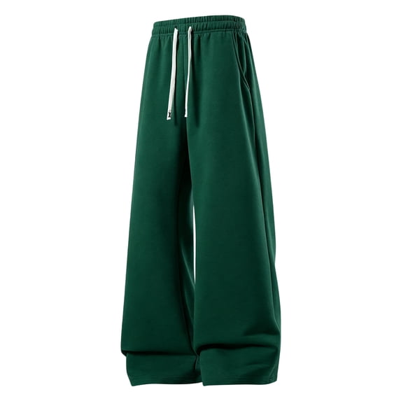 Leidass Mens Baggy Sweatpants Wide Leg Loose Open Bottom Uncuffed Gym Casual Lightweight Y2K Pants Relaxed Pocket No WrinkleCasual Relaxed Drawstring Lightweight Lounge No Wrinkle Dark Green L