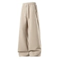 thumbnail image 1 of Leidass Mens Baggy Sweatpants Wide Leg Loose Open Bottom Uncuffed Gym Casual Lightweight Y2K Pants Relaxed Pocket No WrinkleCasual Relaxed Drawstring Lightweight Lounge No Wrinkle Khaki 3XL, 1 of 4