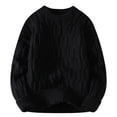 thumbnail image 1 of Leidass Mens Cable Knit Crewneck Sweater Long Sleeve Pullover Ribbed Cuffs Hem Regular Fit Fall Winter Casual Knitwear Black L, 1 of 7