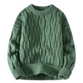 thumbnail image 1 of Leidass Mens Cable Knit Crewneck Sweater Long Sleeve Pullover Ribbed Cuffs Hem Regular Fit Fall Winter Casual Knitwear Green L, 1 of 7