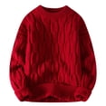 thumbnail image 1 of Leidass Mens Cable Knit Crewneck Sweater Long Sleeve Pullover Ribbed Cuffs Hem Regular Fit Fall Winter Casual Knitwear Red 3XL, 1 of 7