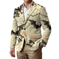 thumbnail image 1 of Delconic Mens Corduroy Blazer Halloween Print Single Breasted Sport Coat Notch Lapel Two Button Casual Business Jacket Tailored Fit Beige L, 1 of 7